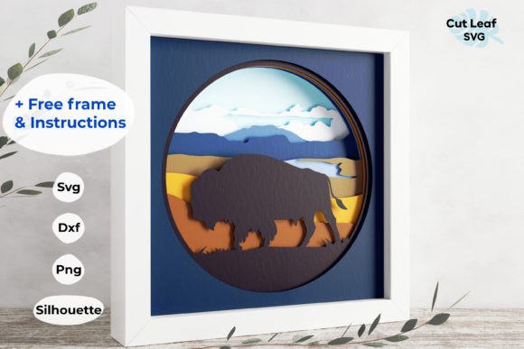 3d Bison Shadow Box, Buffalo, Ox, Nature