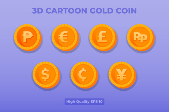 3d Cartoon Gold Coin Currency Pack: Elevate Your Visual Identity