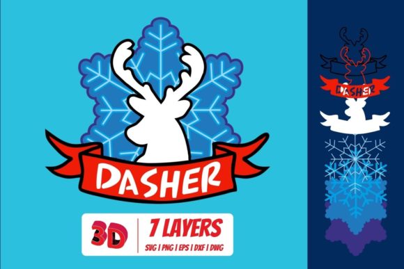 3D Layered Dasher SVG Cut File