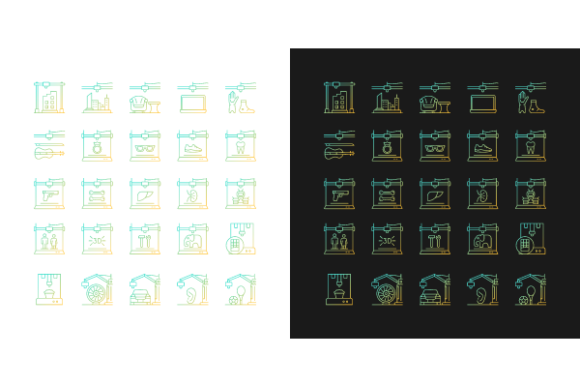 3d Printing Technology Icons Set
