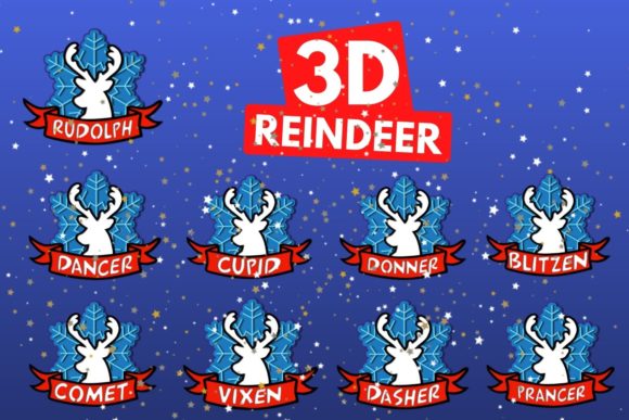 3D Reindeer SVG Bundle