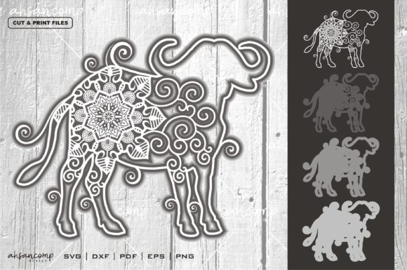 Buffalo Mandala Vector 3D Layered 4