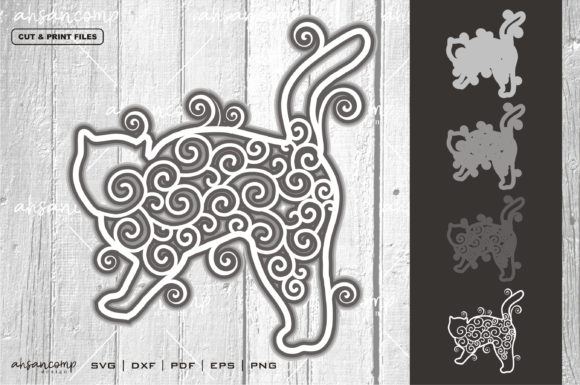 Cat Mandala Vector 3D Layered 3 Design