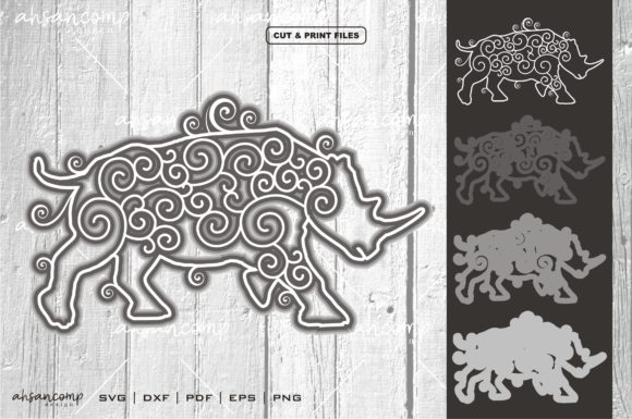 Rhino Vector SVG 3D Layered 2: A Digital Design Asset