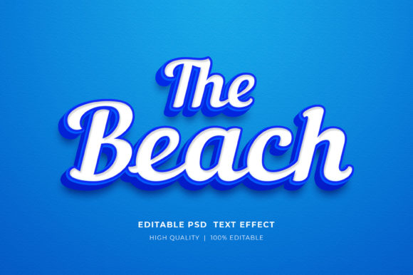 The Beach Editable 3d Text Style Effect